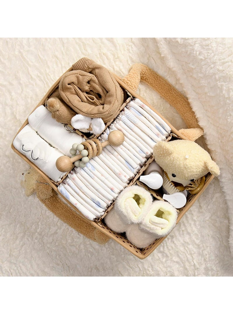 Relex Baby Diaper Caddy Organizer for Changing Table, Baby Storage Basket for Diapers and Baby Wipes, Gift for Baby Shower, Car Caddy Organizer, Nursery Diaper Organizer, Portable Diaper Storage (Brown) - Image 3