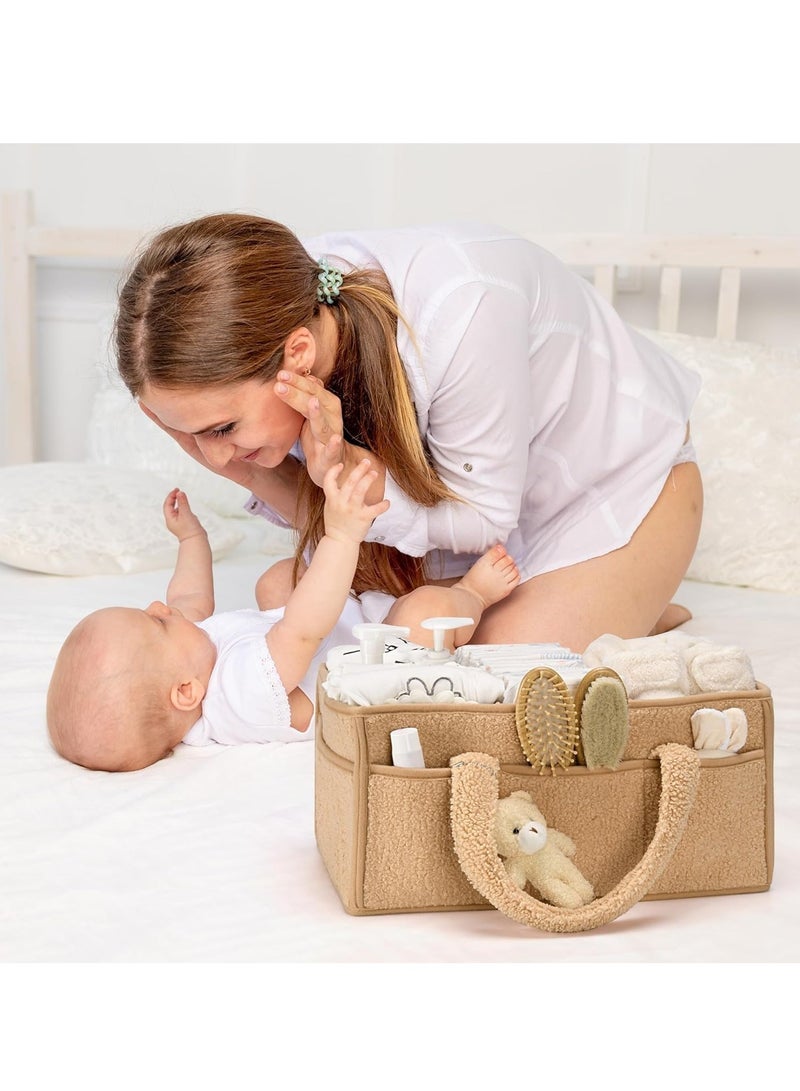 Relex Baby Diaper Caddy Organizer for Changing Table, Baby Storage Basket for Diapers and Baby Wipes, Gift for Baby Shower, Car Caddy Organizer, Nursery Diaper Organizer, Portable Diaper Storage (Brown) - Image 4