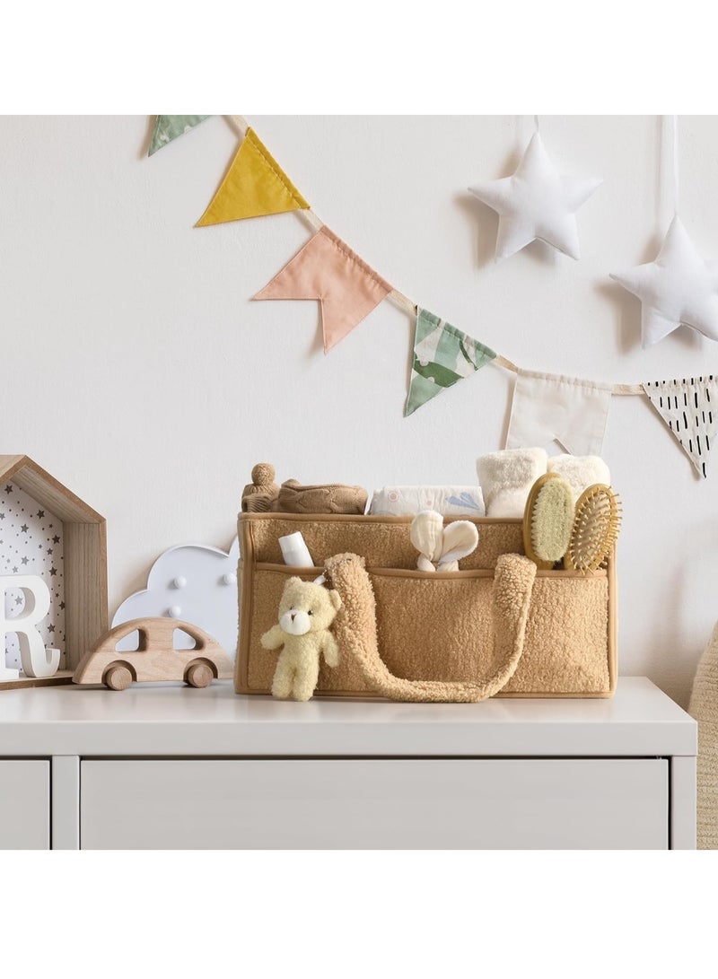 Relex Baby Diaper Caddy Organizer for Changing Table, Baby Storage Basket for Diapers and Baby Wipes, Gift for Baby Shower, Car Caddy Organizer, Nursery Diaper Organizer, Portable Diaper Storage (Brown) - Image 5