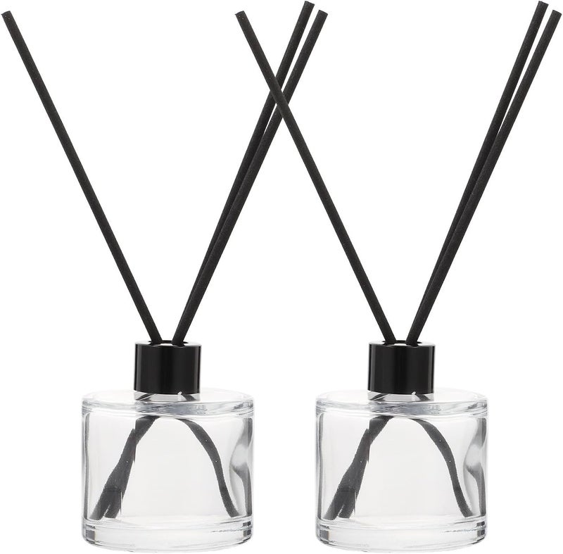 يقلل العيوب زجاجات ناشر العطر POPETPOP سعة 50 مل، زجاجات ناشر القصب الزجاجية المربعة للزيوت العطرية مع مجموعة أعواد قصب سوداء بطول 16 سم لتعطير المنزل والعلاج بالروائح - Image 1
