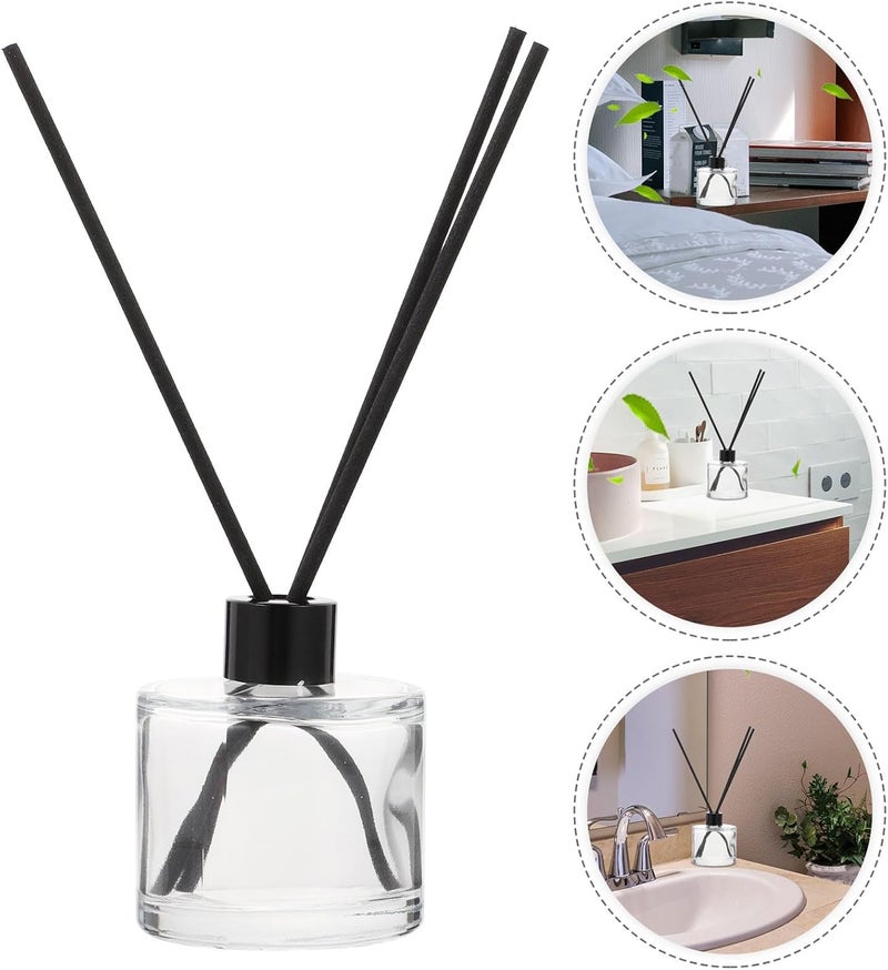 يقلل العيوب زجاجات ناشر العطر POPETPOP سعة 50 مل، زجاجات ناشر القصب الزجاجية المربعة للزيوت العطرية مع مجموعة أعواد قصب سوداء بطول 16 سم لتعطير المنزل والعلاج بالروائح - Image 3