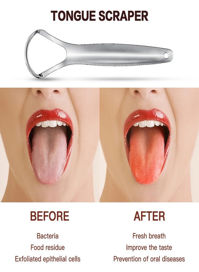 AILE Tongue Scraper, 100% Useful Surgical Stainless Steel Tongue Cleaner for Both Adults and Kids, Professional Reduce Bad Breath Metal Tongue Scrapers, Help Your Oral Hygiene" - Image 4
