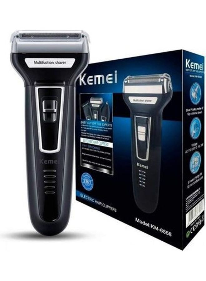 KM-6558 3 In 1 Rechargeable Electric Hair Clipper And Shaver Black/Silver