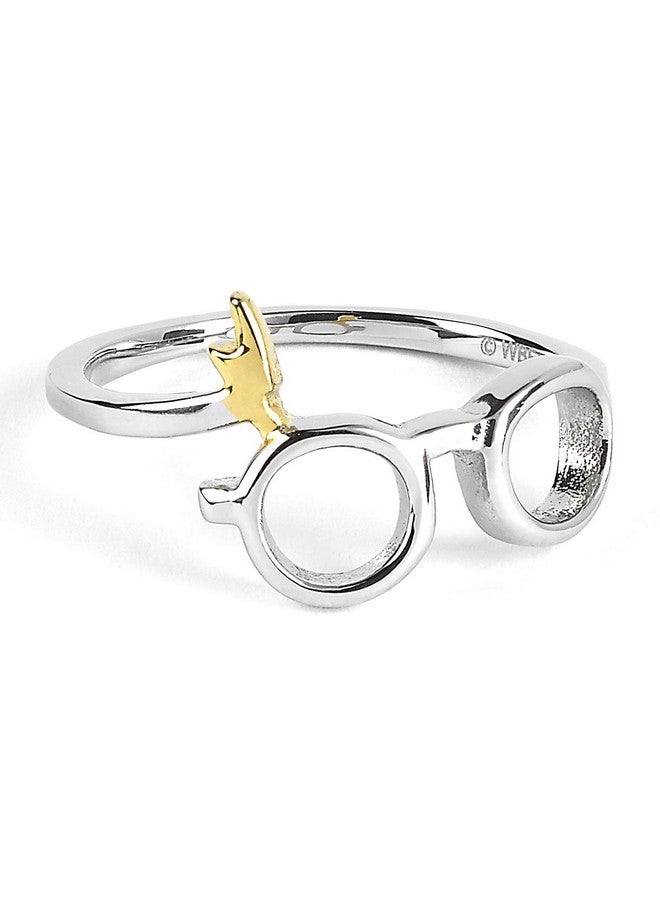 Harry Potter Sterling Silver Lightning Bolt And Glasses Ring: Large
