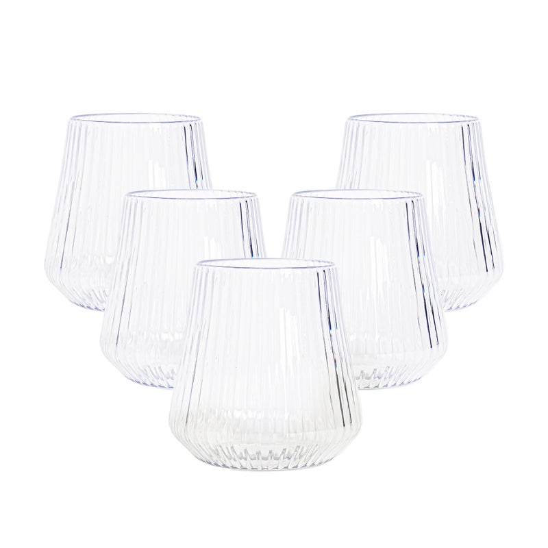 N9R 24 Count 12oz Clear Plastic Wine Cups - Elegant Origami Ripple Design  Shatterproof & Disposable for Whiskey  Cocktail  Champagne  Parties  Weddings  Events - Image 1