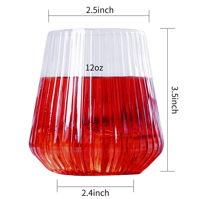 N9R 24 Count 12oz Clear Plastic Wine Cups - Elegant Origami Ripple Design  Shatterproof & Disposable for Whiskey  Cocktail  Champagne  Parties  Weddings  Events - Image 2