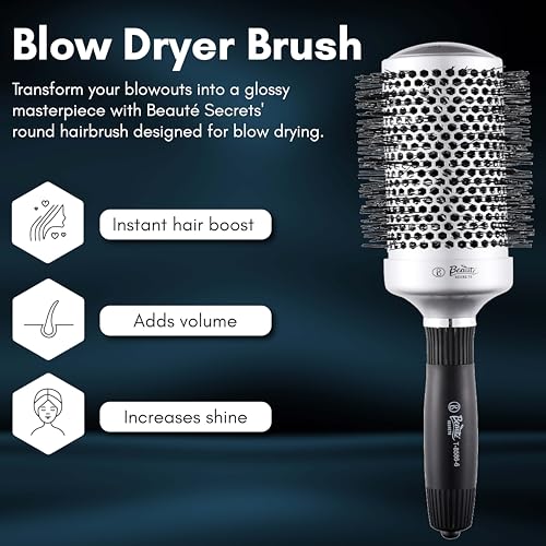 Beauté Secrets Professional Round Brush for Blow Drying Ceramic Ion Thermal Barrel Brush for Precise Styling and Maximum Volume - Lightweight Round Hair Brush for Manageable Hair (54 MM) - Image 3