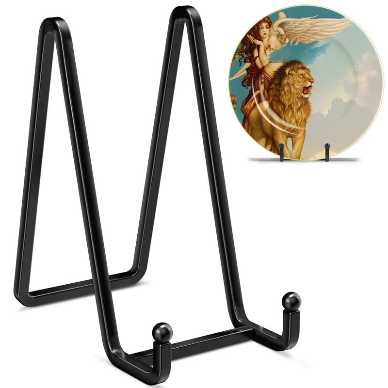 IPAME 6 Inch Metal Square Picture Frame Easel Stands for Plates, Photos, Decor (Black, 2 Pack) - Image 1