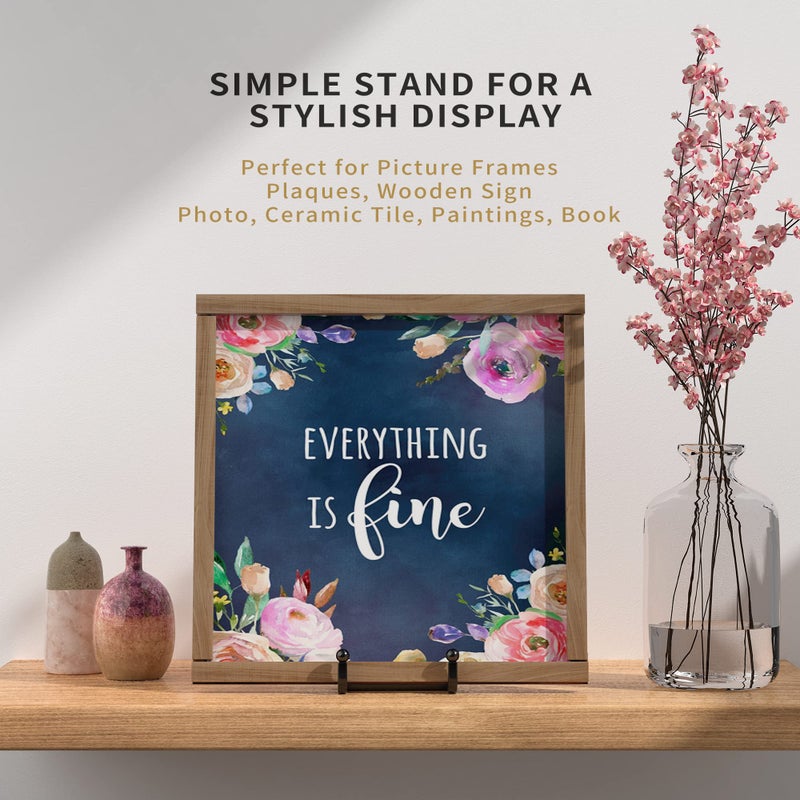IPAME 6 Inch Metal Square Picture Frame Easel Stands for Plates, Photos, Decor (Black, 2 Pack) - Image 5