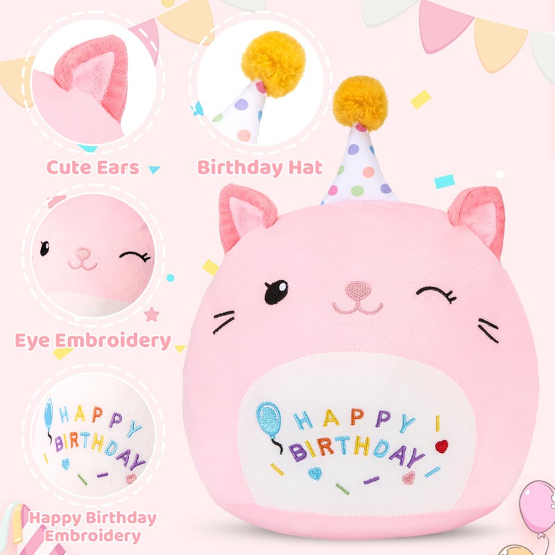 ABEARCAR Cute Cat Plush Birthday Gifts for Girls, Soft Cat Plushies Toy Pink Pillow Cat Stuffed Animals Gift for Girlfriend Kids Birthday 8" Cat Stuffed (Small Cat Plush) - Image 3