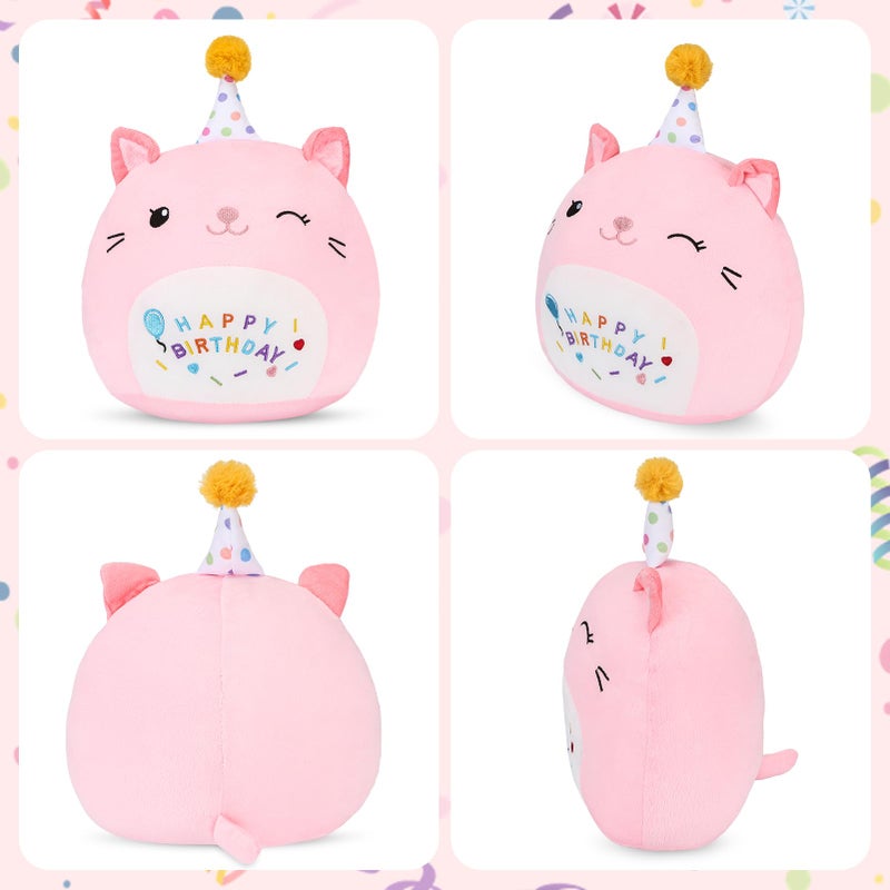ABEARCAR Cute Cat Plush Birthday Gifts for Girls, Soft Cat Plushies Toy Pink Pillow Cat Stuffed Animals Gift for Girlfriend Kids Birthday 8" Cat Stuffed (Small Cat Plush) - Image 4