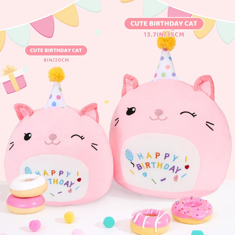 ABEARCAR Cute Cat Plush Birthday Gifts for Girls, Soft Cat Plushies Toy Pink Pillow Cat Stuffed Animals Gift for Girlfriend Kids Birthday 8" Cat Stuffed (Small Cat Plush) - Image 2