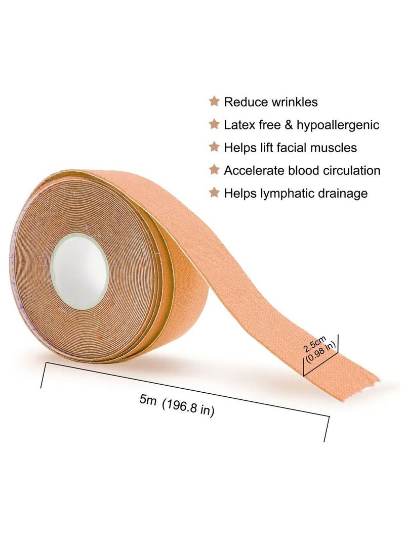 Elaimei Facial Myofascial Lift Tape Face Lift Tape Anti-Wrinkle Patches Face Toning Belts Anti-Wrinkle Patches Anti-Freeze Stickers Unisex for Firming and Tightening Skin 2.5cm x 5m  - Image 3