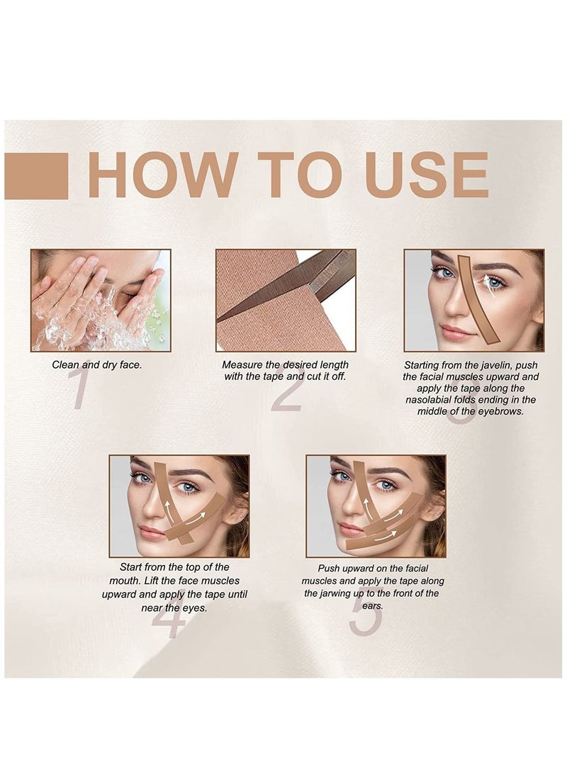 Elaimei Facial Myofascial Lift Tape Face Lift Tape Anti-Wrinkle Patches Face Toning Belts Anti-Wrinkle Patches Anti-Freeze Stickers Unisex for Firming and Tightening Skin 2.5cm x 5m  - Image 5