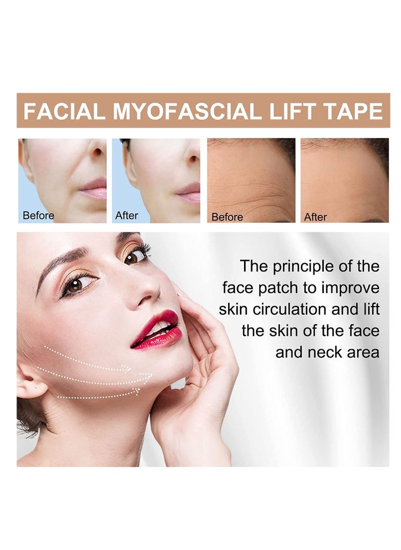 Elaimei Facial Myofascial Lift Tape Face Lift Tape Anti-Wrinkle Patches Face Toning Belts Anti-Wrinkle Patches Anti-Freeze Stickers Unisex for Firming and Tightening Skin 2.5cm x 5m  - Image 2