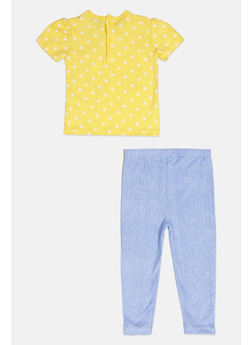 Lily & Jack Toddlers Girl 2pcs Printed Top And Leggings Set, Yellow  - Image 2