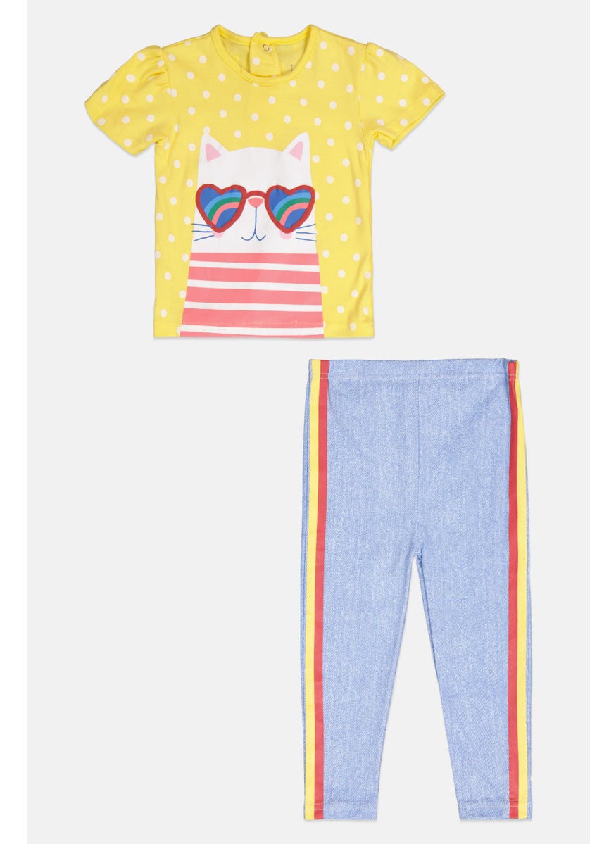 Lily & Jack Toddlers Girl 2pcs Printed Top And Leggings Set, Yellow  - Image 1