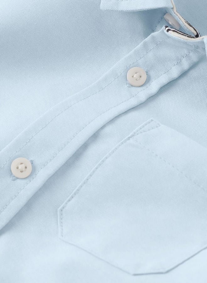 GYMBOREE ,Boys,and Toddler Short Sleeve Button Up Shirt, Cloudless, 2 Years - Image 2