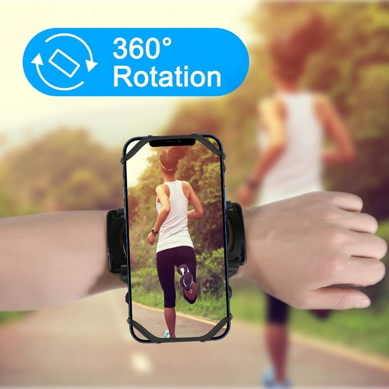 VUP Wristband Phone Holder, 360Â° Rotatable Forearm Armband for iPhone 15/14/13/Pro Max/Pro/Mini/12/11/SE 2020/Xs/XR/X/8/7/Plus, Fits All 4-6.7 Inch Smartphones (Black-Small) - Image 2