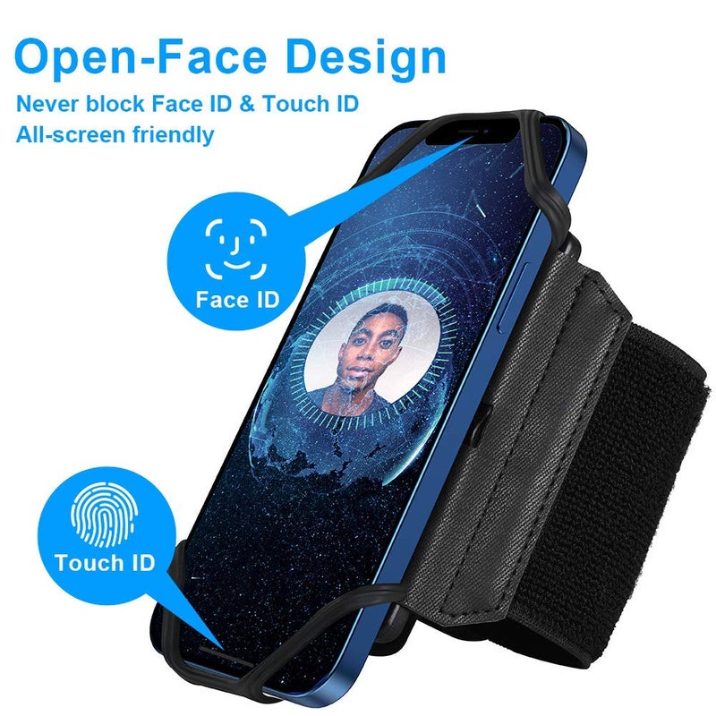 VUP Wristband Phone Holder, 360Â° Rotatable Forearm Armband for iPhone 15/14/13/Pro Max/Pro/Mini/12/11/SE 2020/Xs/XR/X/8/7/Plus, Fits All 4-6.7 Inch Smartphones (Black-Small) - Image 3