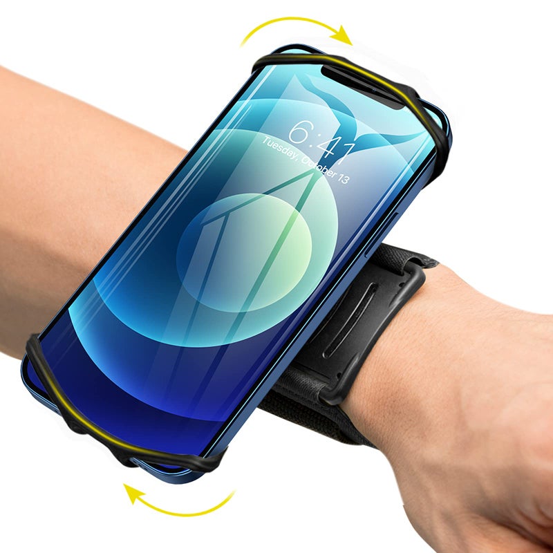 VUP Wristband Phone Holder, 360Â° Rotatable Forearm Armband for iPhone 15/14/13/Pro Max/Pro/Mini/12/11/SE 2020/Xs/XR/X/8/7/Plus, Fits All 4-6.7 Inch Smartphones (Black-Small) - Image 1