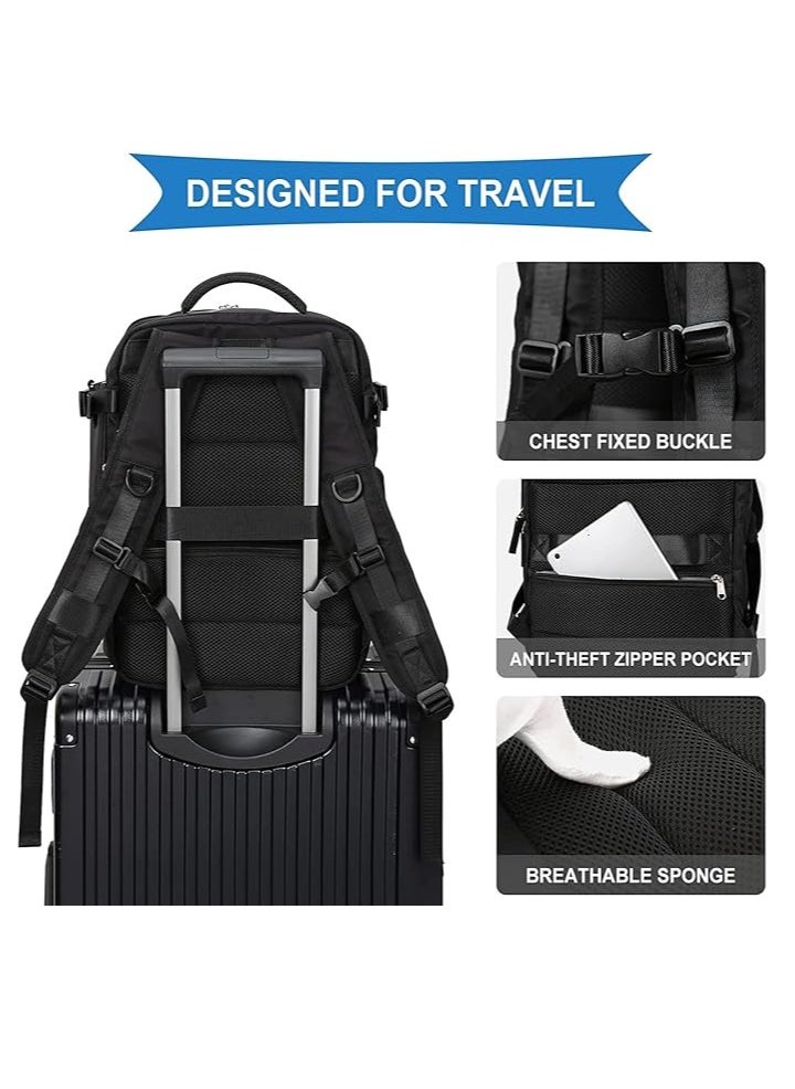 DUNISO Large capacity travel backpack, black carry on backpack, waterproof outdoor sports backpack, leisure day bag, with USB charging port, dry wet separation  - Image 5