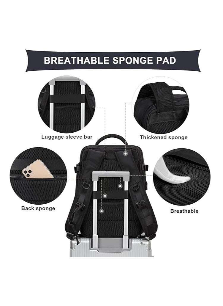 DUNISO Large capacity travel backpack, black carry on backpack, waterproof outdoor sports backpack, leisure day bag, with USB charging port, dry wet separation  - Image 2