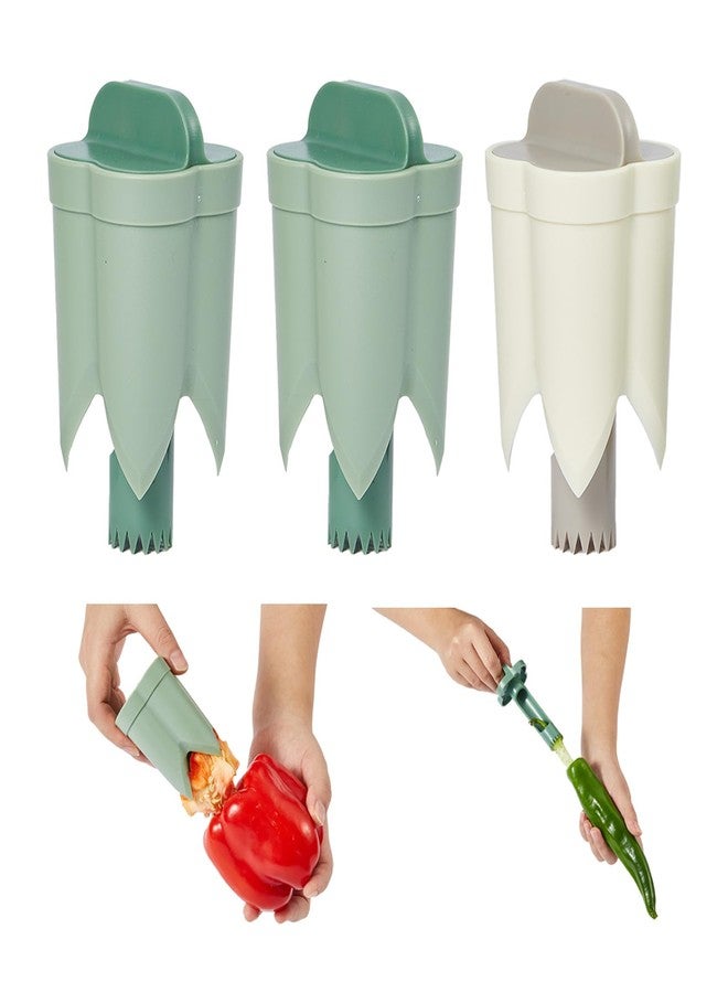 DMwespe Pepper Seed Corers Remover, 3 Pack Fruit Pepper Corer Remover 2 in 1 Bell Pepper Corer Seed Remover Tool, Pepper Deseeder Bell Pepper Corers Tool Pepper Cutter for Vegetables - Image 1