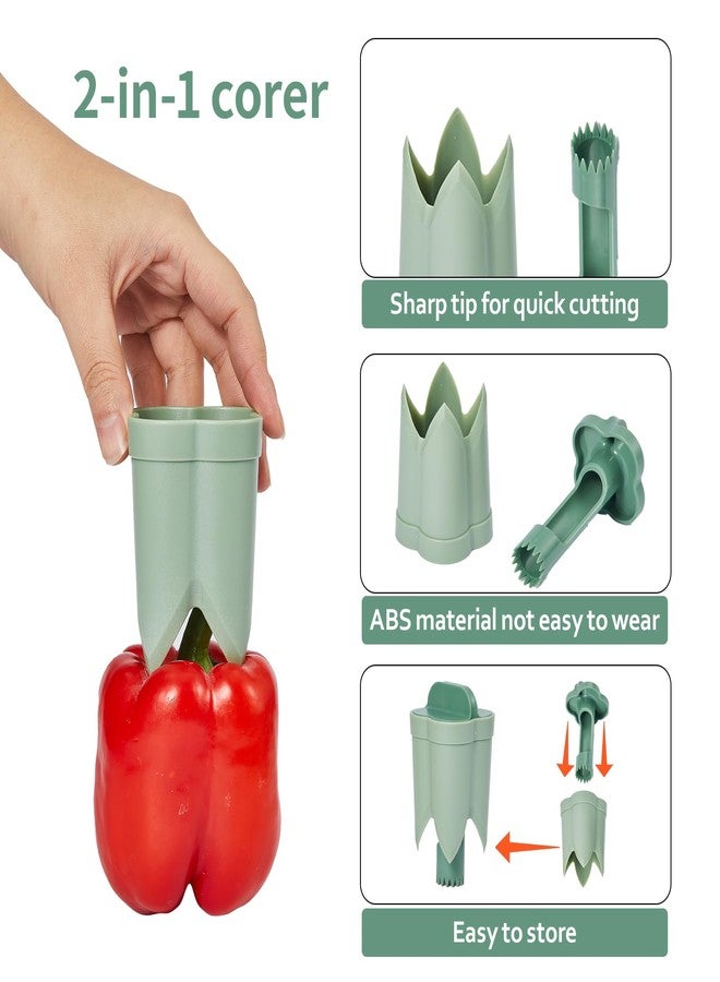 DMwespe Pepper Seed Corers Remover, 3 Pack Fruit Pepper Corer Remover 2 in 1 Bell Pepper Corer Seed Remover Tool, Pepper Deseeder Bell Pepper Corers Tool Pepper Cutter for Vegetables - Image 4
