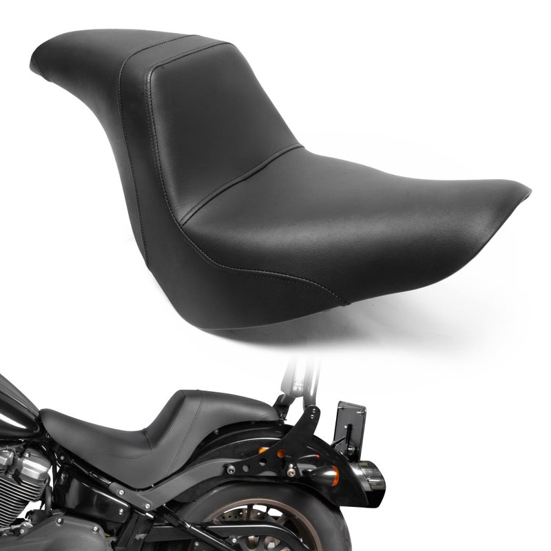 Motorcycle Driver Passenger Seat Twoup Leather Rear Passenger Seat Fit for Harley Low Rider FXLR FXLRS FXLRST 2018later OnePiece Design Black