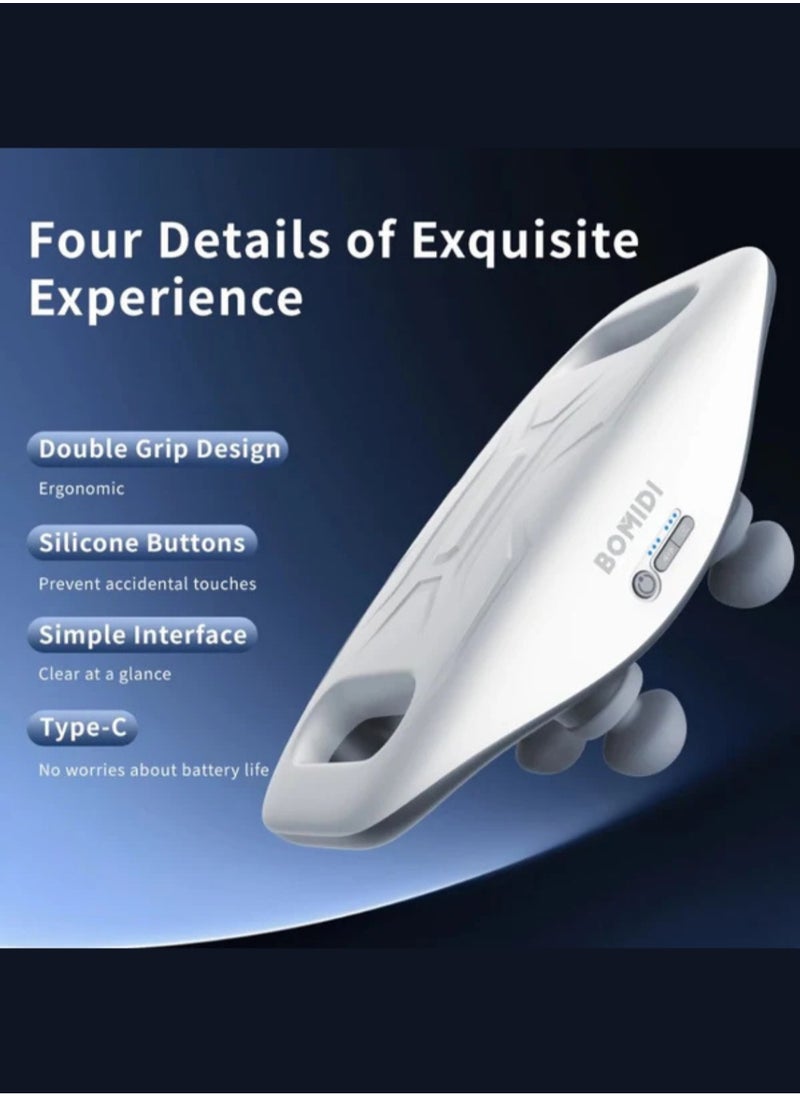 BOMIDI 4-in-1 Massage Gun – Deep Tissue Muscle Massager with 4 Massage Heads, Adjustable Intensity, 2200 RPM, 2500mAh Rechargeable Battery, LED Display, 200-Min Runtime – Gray  - Image 2