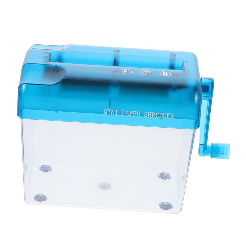 Manual Desktop Paper Shredder Hand Crank Compact for Home Office Blue - Image 2