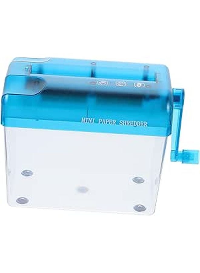 Manual Desktop Paper Shredder Hand Crank Compact for Home Office Blue - Image 1