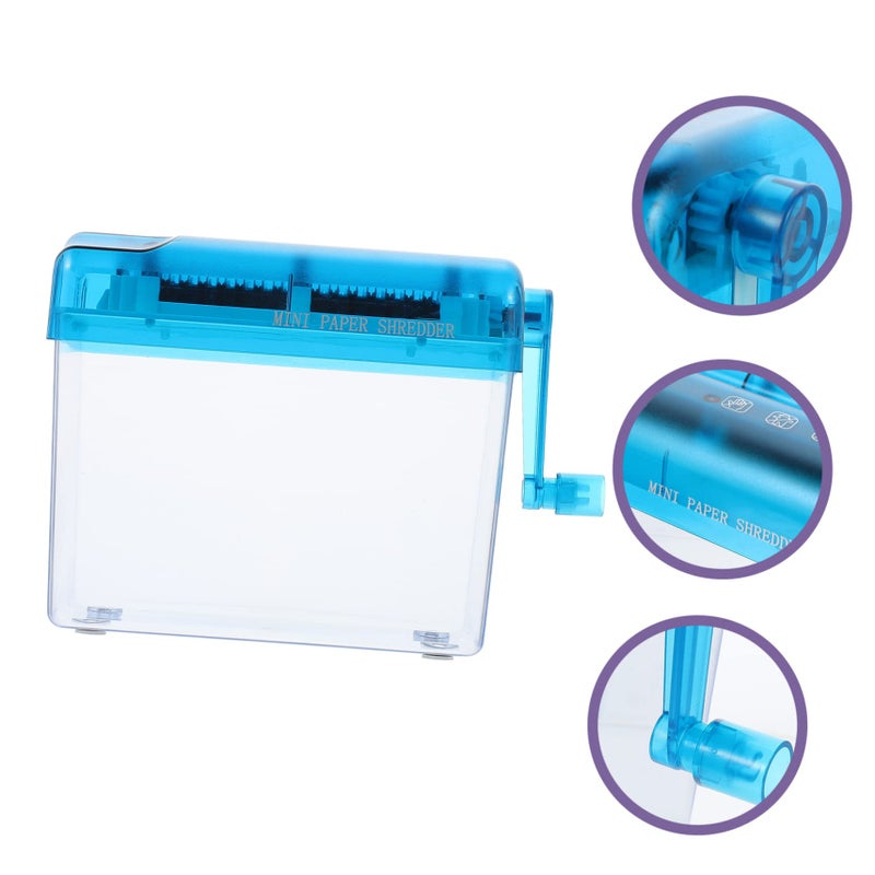 Manual Desktop Paper Shredder Hand Crank Compact for Home Office Blue - Image 5