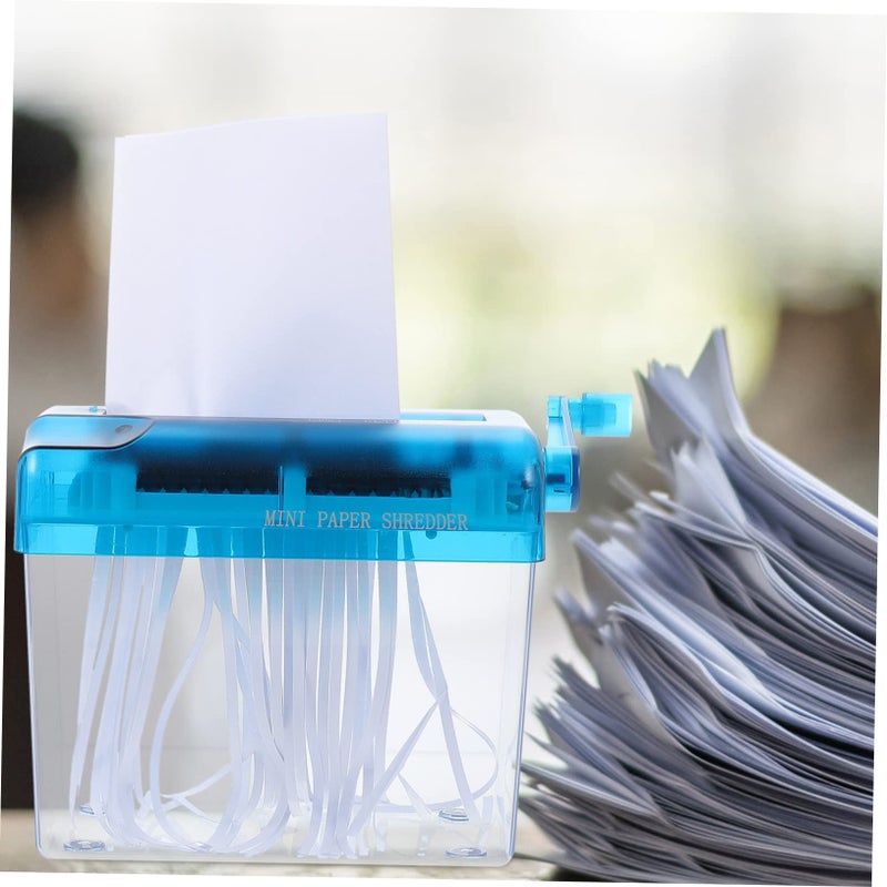 Manual Desktop Paper Shredder Hand Crank Compact for Home Office Blue - Image 4