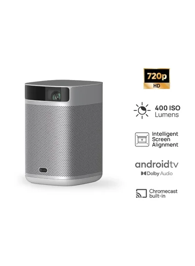 XGIMI MoGo 2 HD Long Throw Portable Projector, 400 ISO Lumens, Up to 200" Screen Size, 2x 8W Dolby Audio Speakers, Androidtv, Powerbank Supported, for Home/Office/Camping/Travel - Silver