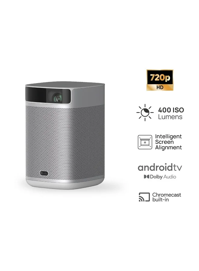 XGIMI MoGo 2 HD Long Throw Portable Projector, 400 ISO Lumens, Up to 200" Screen Size, 2x 8W Dolby Audio Speakers, Androidtv, Powerbank Supported, for Home/Office/Camping/Travel - Silver