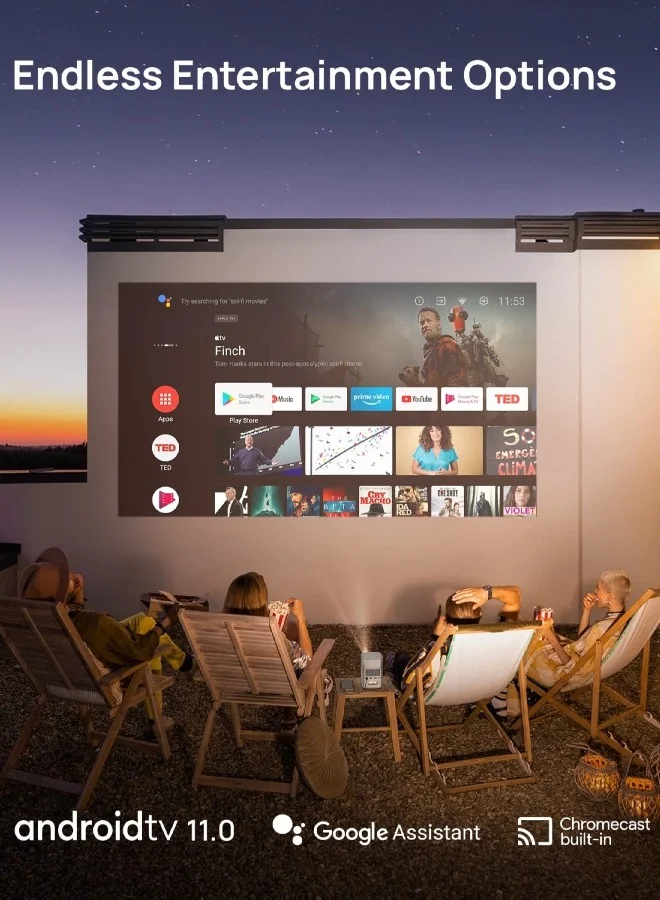 XGIMI MoGo 2 HD Long Throw Portable Projector, 400 ISO Lumens, Up to 200" Screen Size, 2x 8W Dolby Audio Speakers, Androidtv, Powerbank Supported, for Home/Office/Camping/Travel - Silver