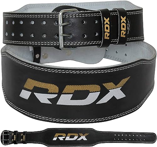 RDX Weight Lifting Belt Gym Fitness Cowhide Leather 4 6 Padded Lumbar Back Support 10 Adjustable Holes Weightlifting Powerlifting Bodybuilding Deadlift Squat Workout Strength Training Men Women - Image 1