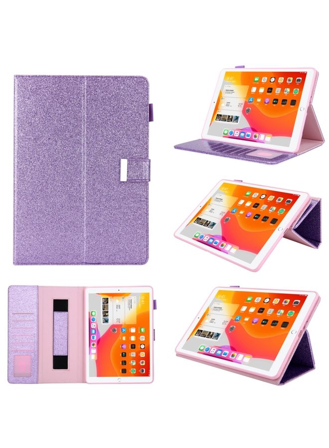 HuHa Case Cover For iPad 5 / 6 / 7 / 8 / 9 Business Style Horizontal Flip Leather Case with Holder & Card Slot & Photo Frame & Wallet & Hand Strap & Sleep / Wake-up Function Purple 