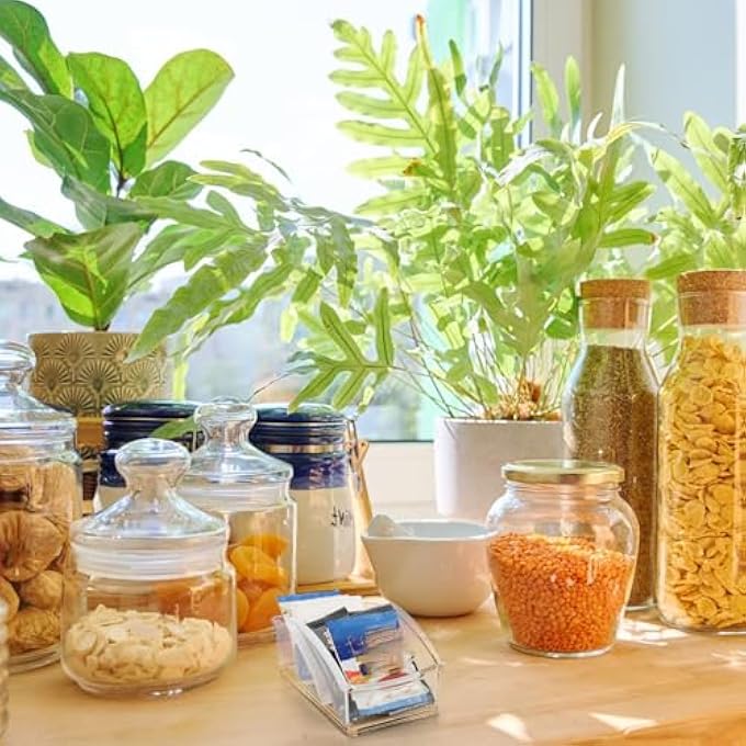 SWIUKPHE 2 Pack Tea Packet Organizer Clear Tea Storage Box Forkitchen Pantry Countertop Cabinet Small Tea Caddy Holder For Beverage Supplies Salt Sweetened Pouc - Image 2