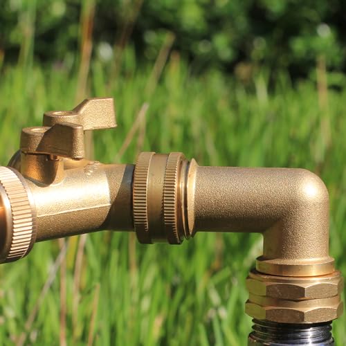 YELUN Garden Hose Elbow Connector 90 Degree Solid Brass Pipe Fittings Hose Elbow -Eliminates Stress and Strain On RV Water Intake Hose Adapter 3/4" FHT x 3/4" MHT (2 SETS) - Image 4