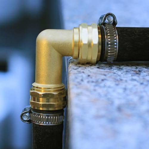 YELUN Garden Hose Elbow Connector 90 Degree Solid Brass Pipe Fittings Hose Elbow -Eliminates Stress and Strain On RV Water Intake Hose Adapter 3/4" FHT x 3/4" MHT (2 SETS) - Image 3