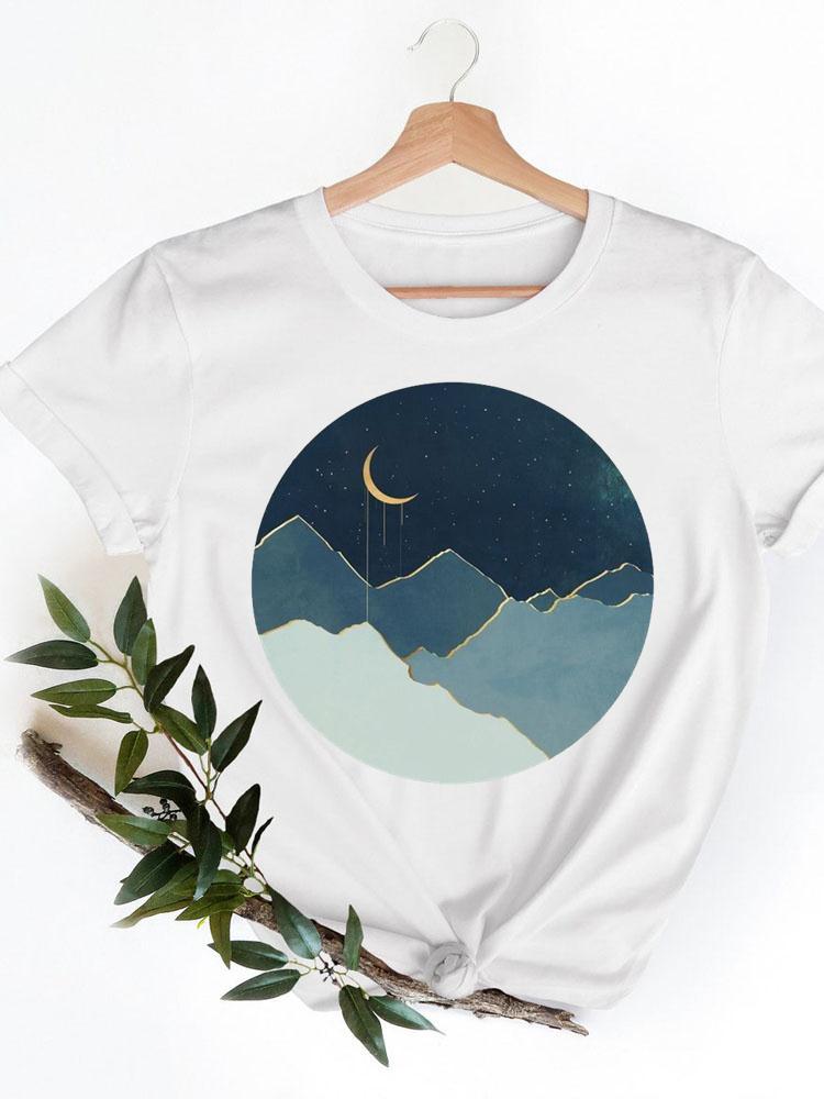 Yamagulia creative personality pattern round neck printed white T-shirt short sleeve women's wish/ - Image 1