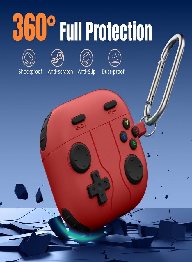 Getino for AirPods 4 2024 Case Cover with Cleaner Kit, Keychain,Compatible with Apple Airpods 4 Case Cover, Cute Funny Game Console Shock-Proof Protective Silicone AirPod 4 Case Covers for Men Boy-Red - Image 3