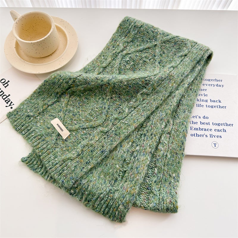 2024 New Double-sided Jacquard Solid Color Wool Knitted Scarf Mid-length Shawl Scarf All-match Warm Autumn and Winter Women - Image 1
