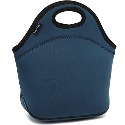 FlowFly Neoprene Kids Lunch box Insulated Soft Bag Mini Cooler Thermal Meal Tote Kit for Boys GirlsMenWomenSchoolWork Office Navy Blue - Image 1