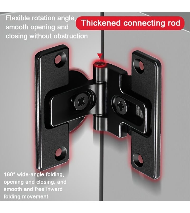 2pcs Set of 180 Degree Concealed Double Door Hinges Black Luxury Edition - Image 3