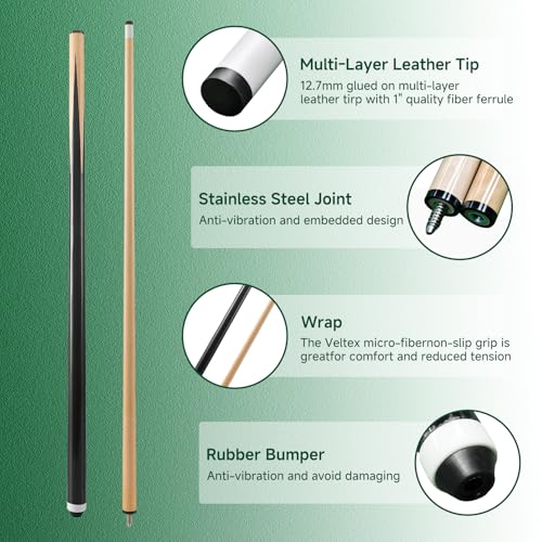 HMQQ Pool Cue StickBillairds cue Stick Pool Stick 58 Set of 2Set of 4 Set of 4 20OZ 48 Set of 2 Set of 4 with Different WeightSizeQuantity 42 Set of 2 - Image 3