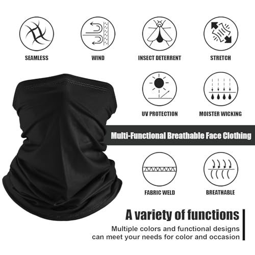 Geyoga 6 Pieces Summer UV Protection Cooling Neck Gaiter Face Clothing Neck Gaiter Mask Scarf Sunscreen Breathable Bandana(Black) - Image 2